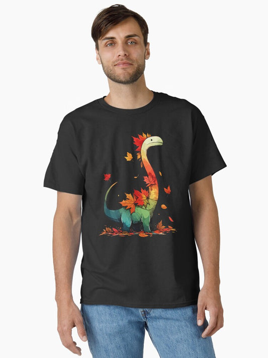 Sketchy Autumn Dinosaur Funny Brontosaurus Classic T-Shirt