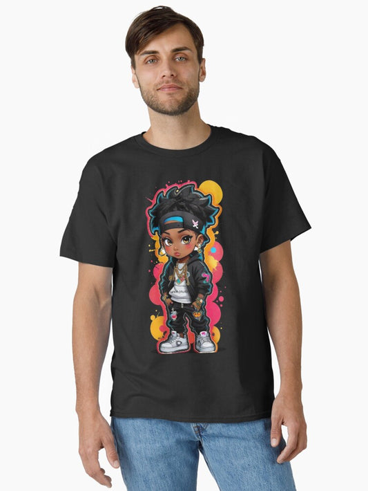 Cute Black Hip-Hop Anime Character Classic T-Shirt
