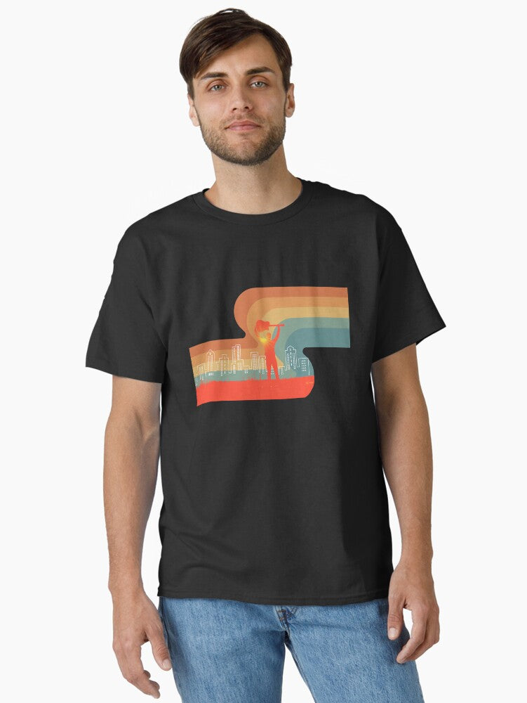 A nameless musician comes to town with dreams of becoming a rock star. Classic T-Shirt