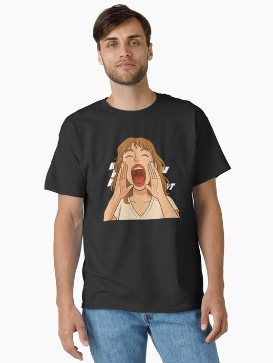 A blonde woman is shouting. Classic T-Shirt