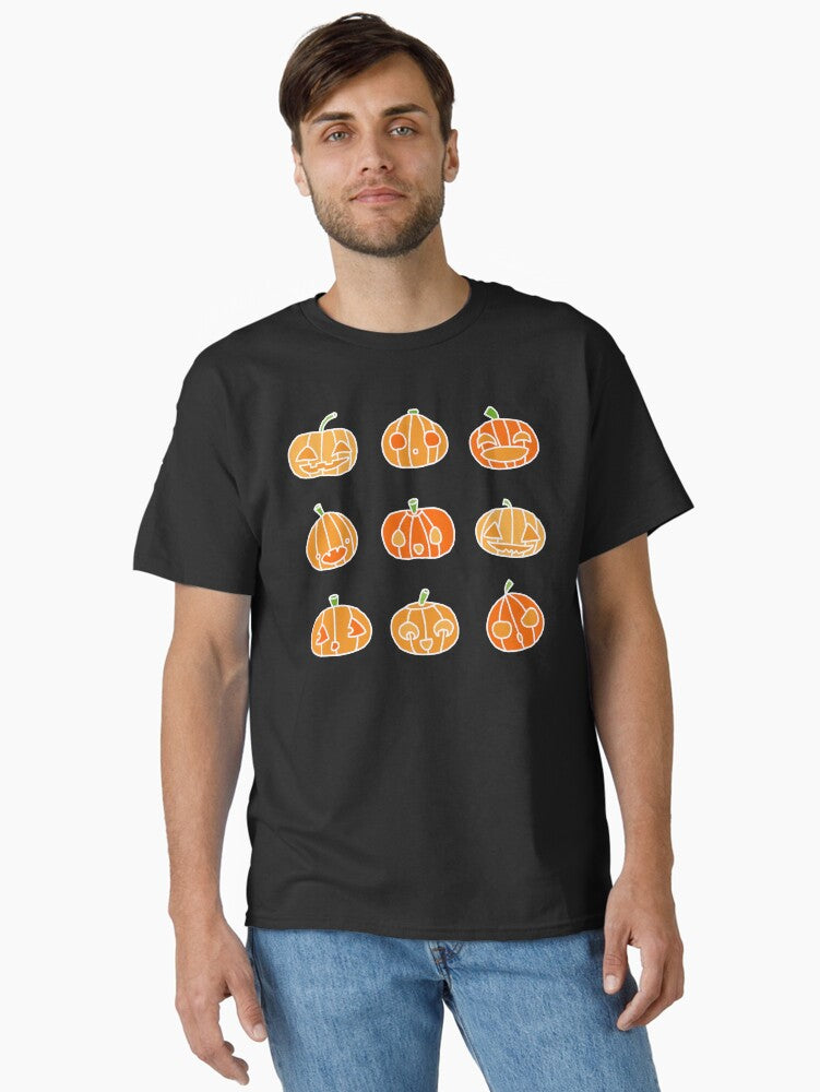 9 orange pumpkins just hanging out on Hallowe'en- up to no good | babyRAGE Item #I0021C Classic T-Shirt