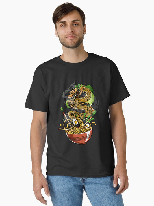 Kawaii Ramen Noodles Bowl Chopsticks Dragon Anime Classic T-Shirt