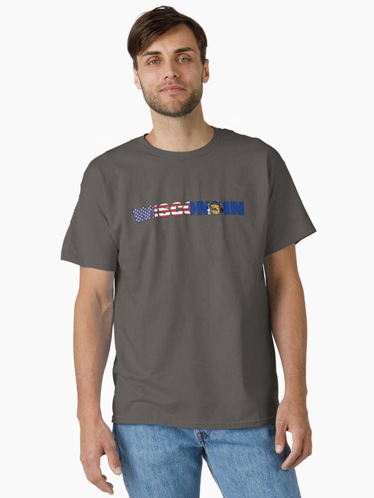 Wisconsin State Flag/American Flag Classic T-Shirt