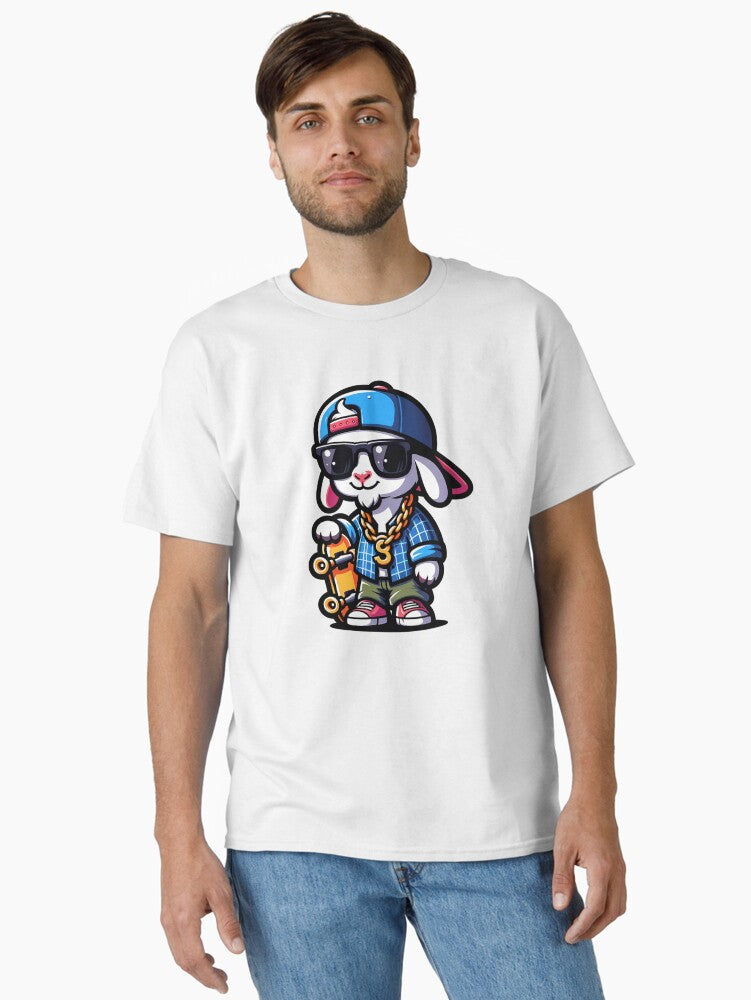 90's HipHop Goat Holding a Skateboard Classic T-Shirt