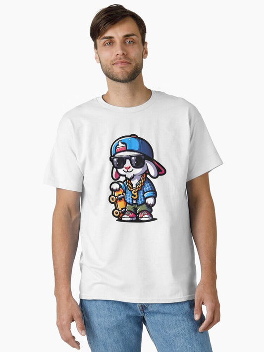 90's HipHop Goat Holding a Skateboard Classic T-Shirt
