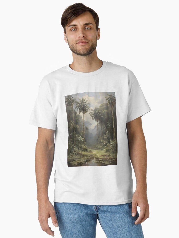 A subtropical rainforest with beautiful trees, vintage oil painting Classic T-Shirt