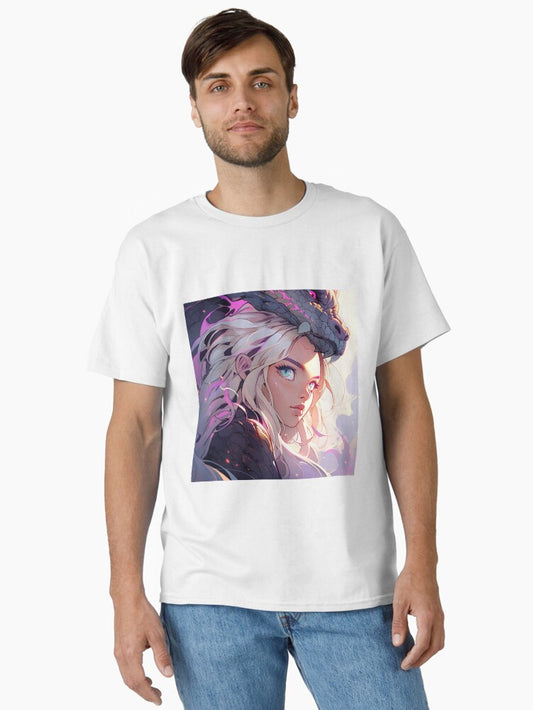 Cute Anime Girl and Dragon Classic T-Shirt