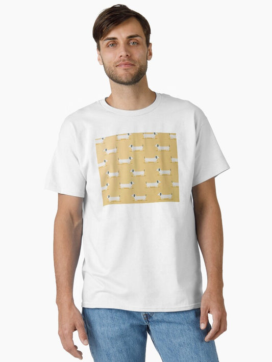 White Sausage Dog Classic T-Shirt Style001