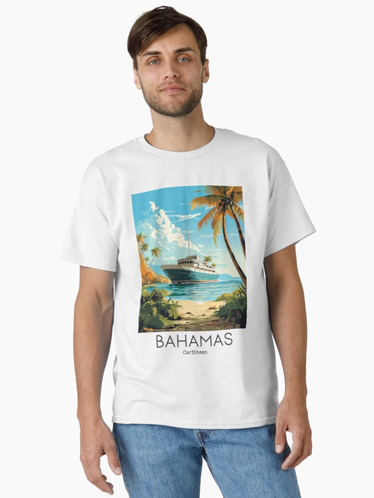 A Vintage Travel Illustration of the Bahamas - Caribbean Classic T-Shirt Style001
