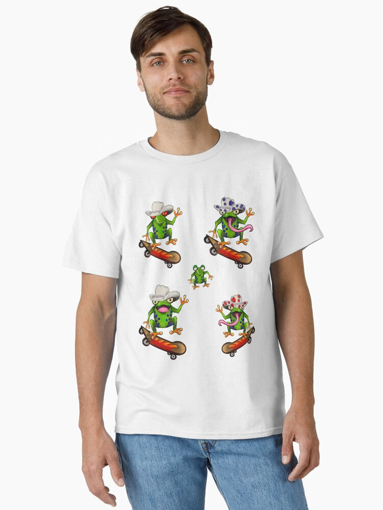 5 pack Kawaii Froggy Skateboarding Cute Frog in Red cow print cowboy hat Funny toad toads amphibian tadpole Green Red eyed tree frogs rain forest science fiction gift Lizard dragon zoology frog Classic T-Shirt