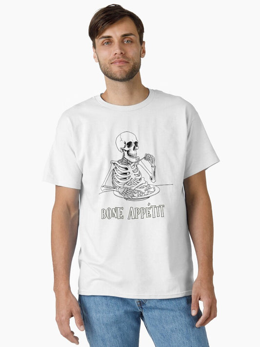 Skeleton funny halloween shirt bone appetit Classic T-Shirt