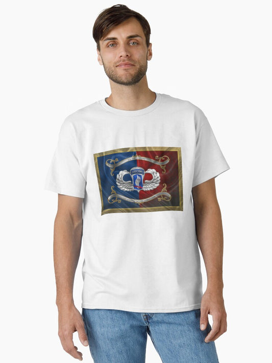 173rd Airborne Brigade Combat Team - 173rd ABCT Insignia with Parachutist Badge over Flag Classic T-Shirt