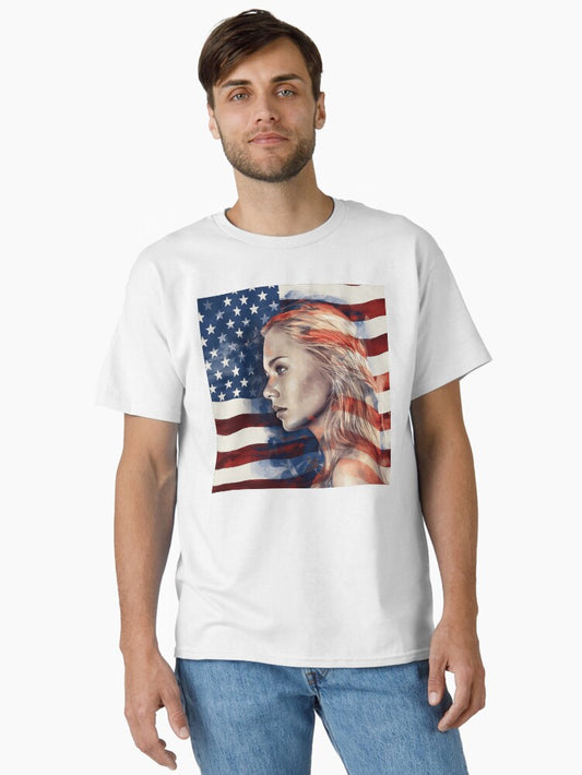 Abstract American flag print Classic T-Shirt