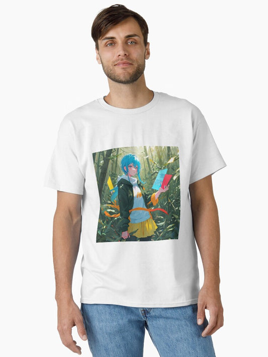 Anime girl forest drawing Classic T-Shirt