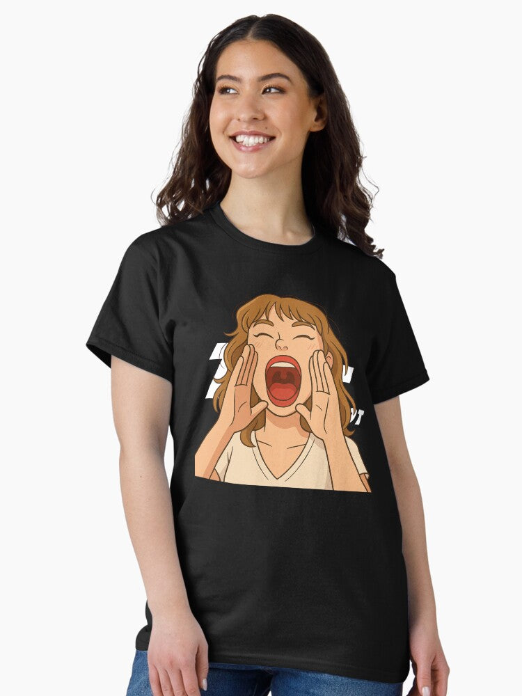 A blonde woman is shouting. Classic T-Shirt