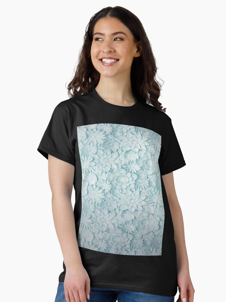 3 Dimensional Teal Floral Classic T-Shirt
