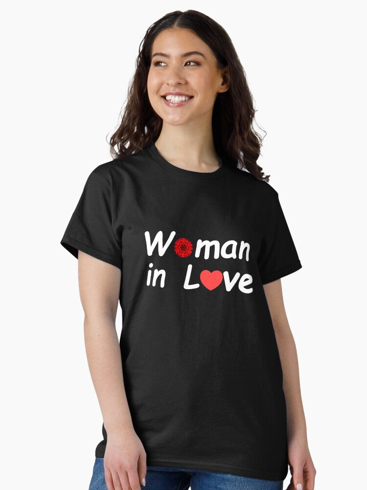 "Woman in Love" with abstract red rose Classic T-Shirt