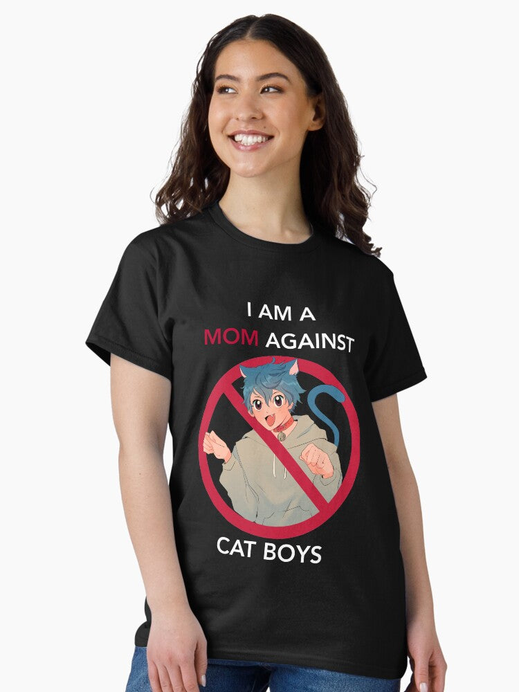 (WHITE TEXT VERS.) I AM A MOM AGAINST CAT BOYS Classic T-Shirt