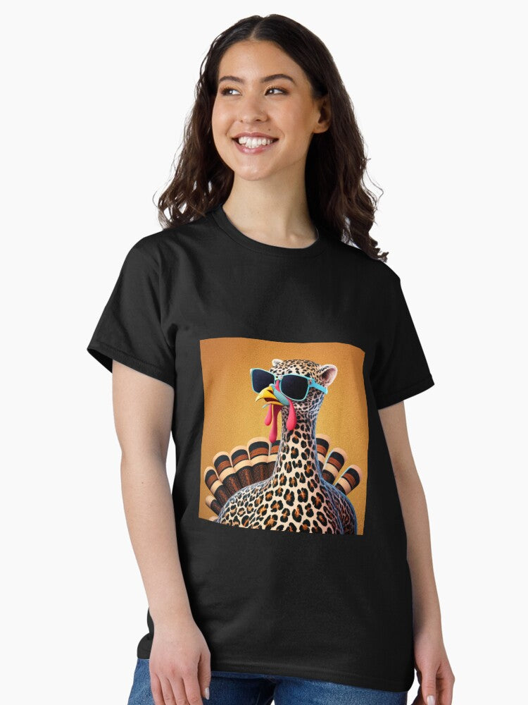 A Turkey with Glasses in a Leopard Costume Classic T-Shirt