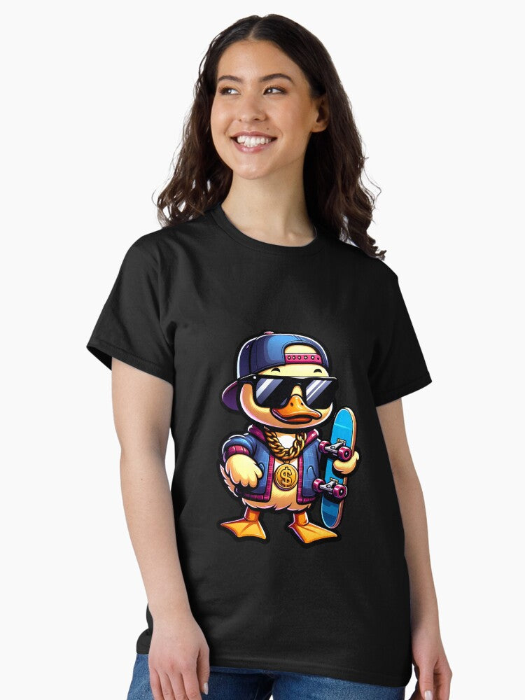 90's HipHop Duck Holding a Skateboard Classic T-Shirt