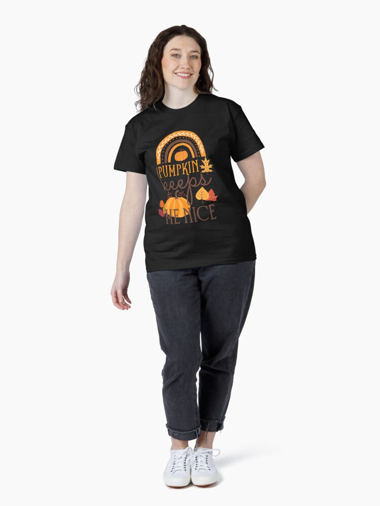 Pumpkin Keps me Nice, Funny Ironic Gifts Thanksgiving Stuffing Lovers, Thanksgiving Food, Turkey Classic T-Shirt