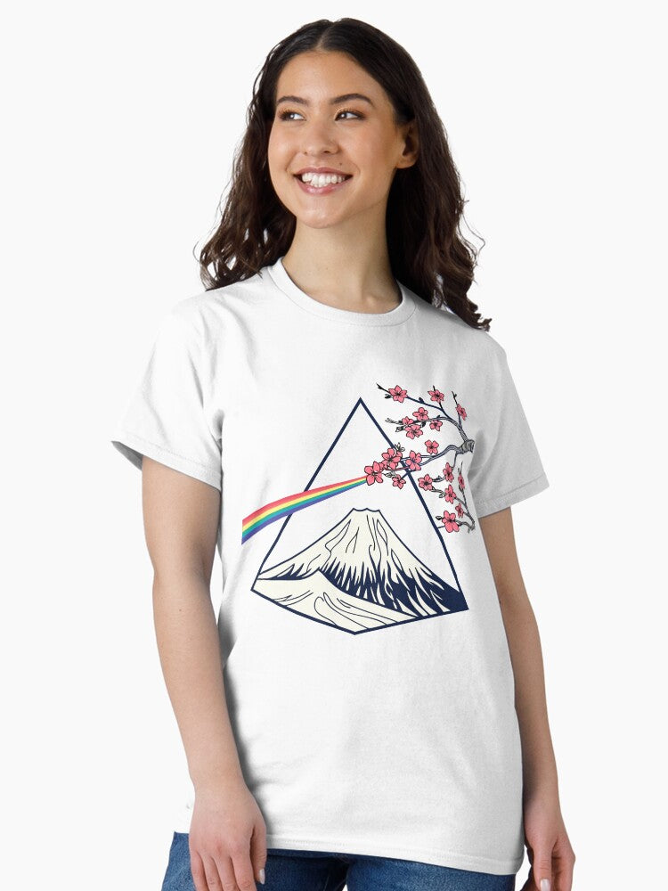 "Pink Floyd Mt Fuji T-Shirt: Dark Side of the Moon Prism Meets Sacred Mountain (Japanese Psychedelic Art)" Classic T-Shirt