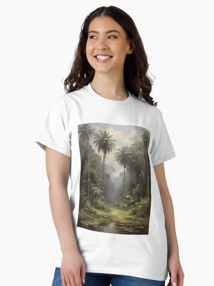 A subtropical rainforest with beautiful trees, vintage oil painting Classic T-Shirt