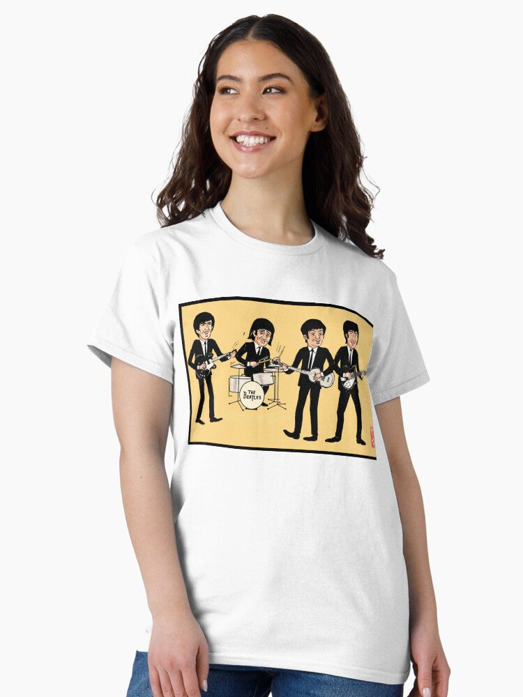 A cartoon drawing of The Beatles Classic T-Shirt
