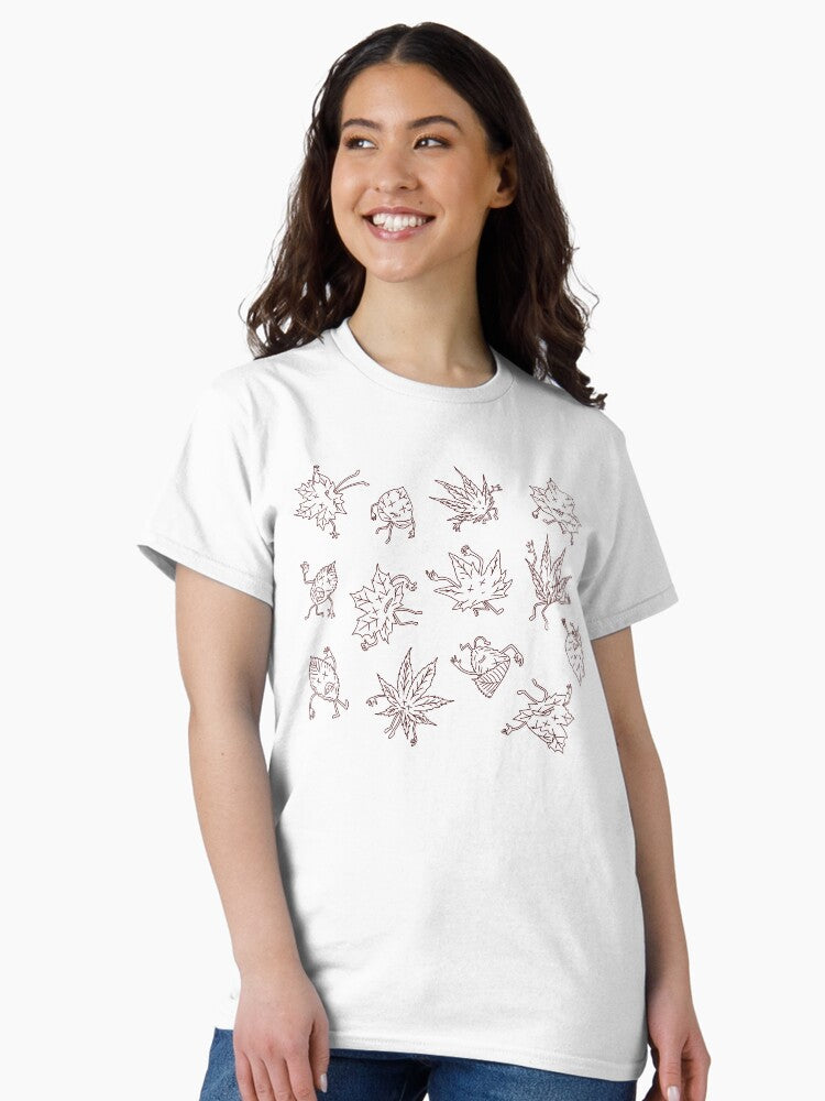 A cartoony dead leaf pattern in dark brown line Classic T-Shirt