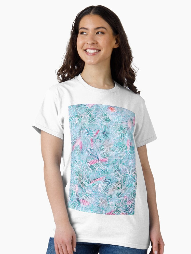 Abstract 2, light blue with pink watercolor pattern Classic T-Shirt
