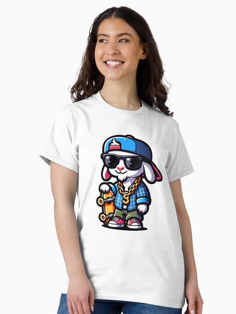 90's HipHop Goat Holding a Skateboard Classic T-Shirt