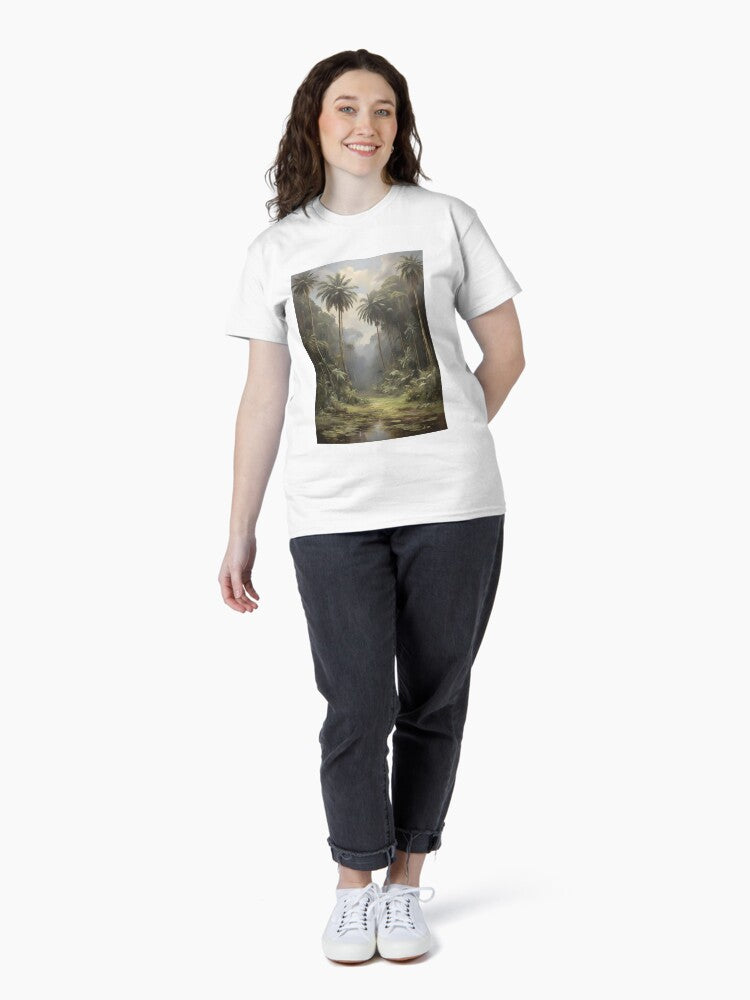 A subtropical rainforest with beautiful trees, vintage oil painting Classic T-Shirt