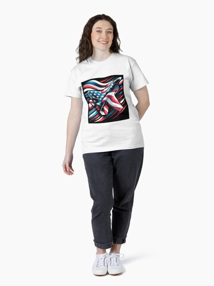 A large, abstract design blending the US flag with an F35 fighter jet Classic T-Shirt