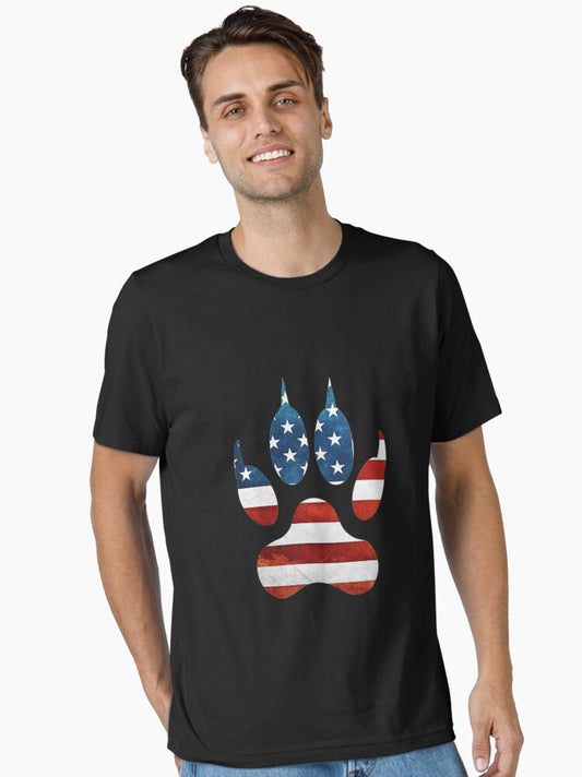 4th of july tiger foot print american flag usa Essential T-Shirt