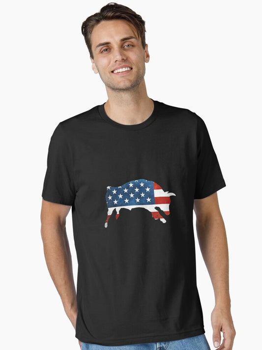 4th of july bull american flag usa Essential T-Shirt