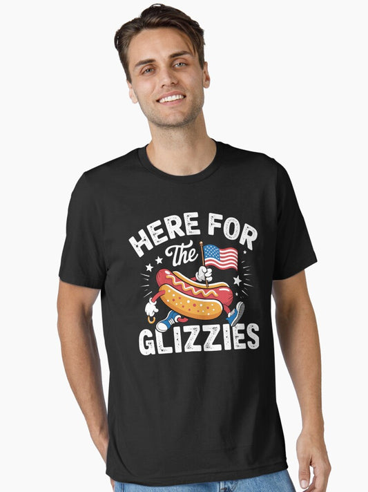 4th Of July Here For Glizzies Hotdog Patriot Men Women Kids Essential T-Shirt