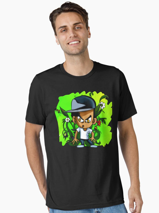 A boy wearing a hip hop style cap with wide eyes, Essential T-Shirt Style001