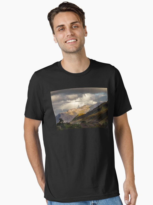 A storm in the sky and the beautiful Connemara Mountains in Galway, Ireland Essential T-Shirt