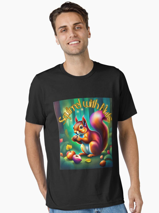 "Colorful Squirrel Enjoying Acorns in Forest" Essential T-Shirt