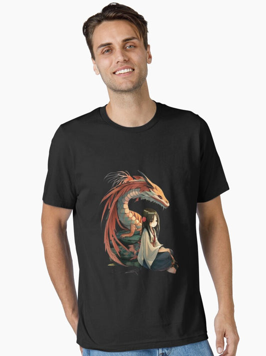Just A Girl Who Loves Dragons & Anime Cute Dragon Anime Girl Essential T-Shirt