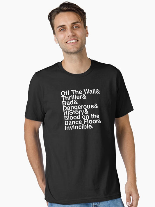 7 Albums in Helvetica (White Text) Essential T-Shirt