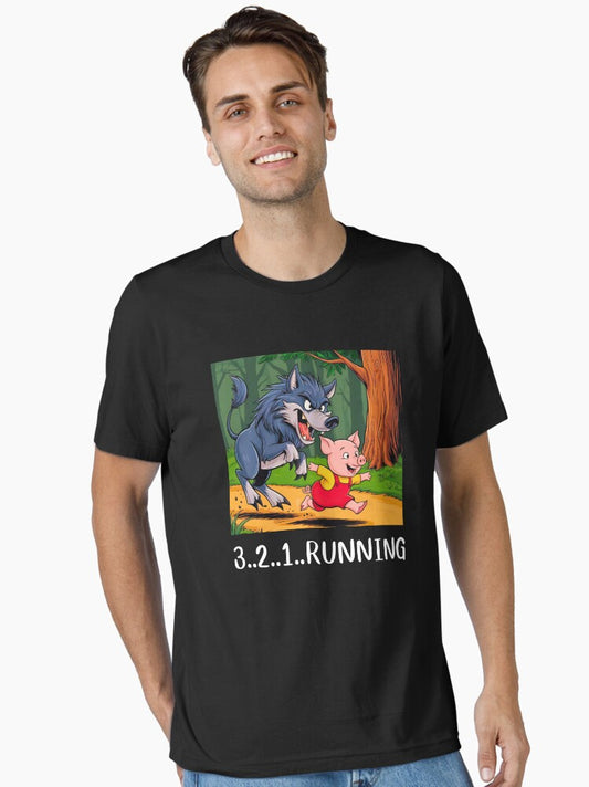 a pig playfully running funny vtg. T-shirt Essential T-Shirt