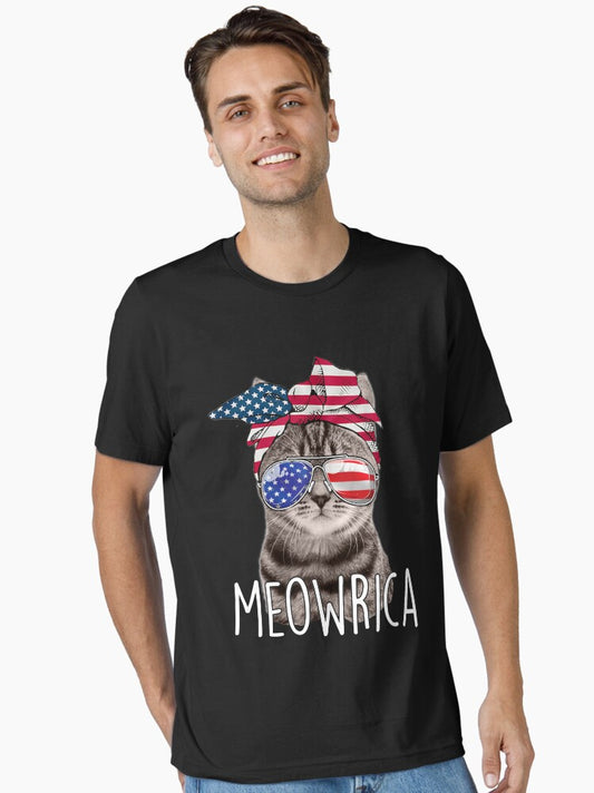 4th of July Funny Cat Meowica Essential T-Shirt