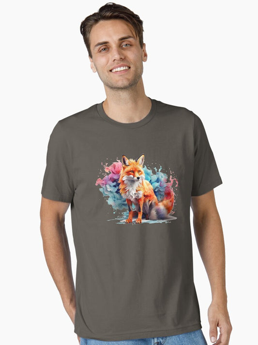 a fox as a watercolor in a cloud of color Essential T-Shirt Style001
