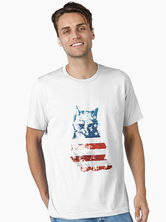 4th of july cat american flag usa Essential T-Shirt Style001