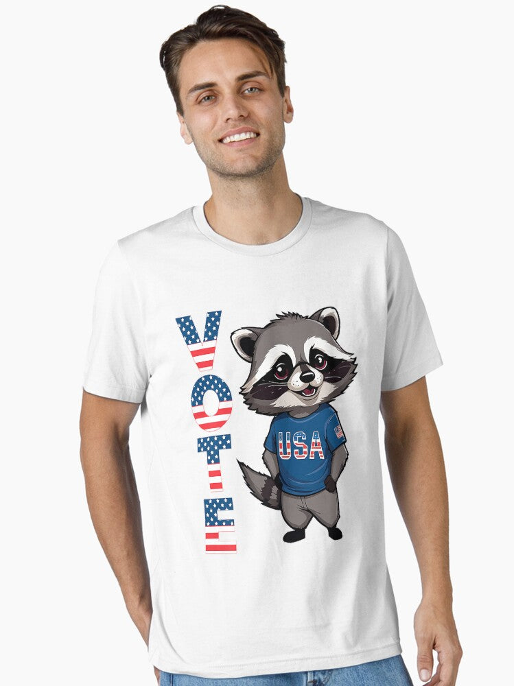 4th July Funny Proud American Raccoon US Flag Vote Next President Of The US Essential T-Shirt