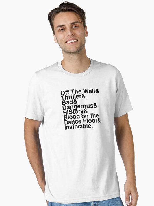 7 Albums in Helvetica (Black Text) Essential T-Shirt