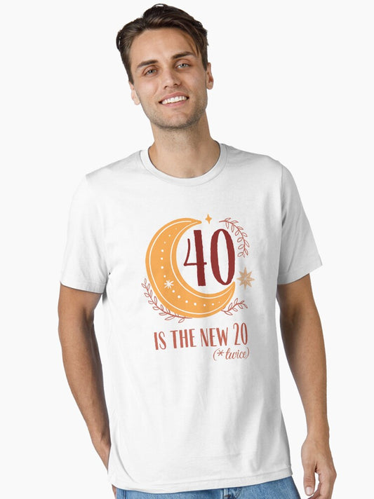 40 Is The New 20 (x twice) 40th Birthday Typography Essential T-Shirt