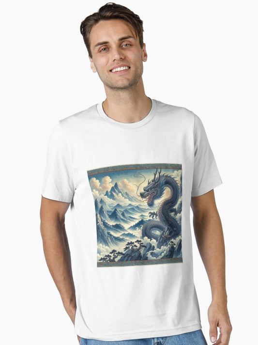 A majestic blue dragon, symbolizing power and good fortune. Essential T-Shirt