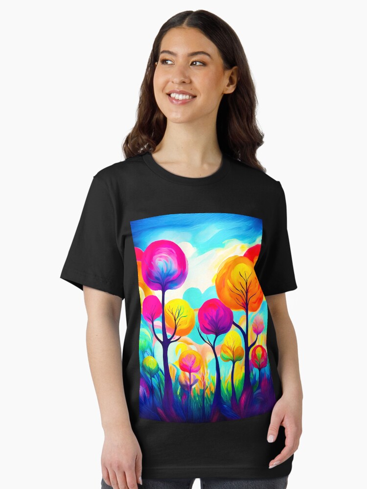 A vibrant, abstract forest scene Design. Essential T-Shirt